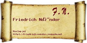 Friedrich Nándor névjegykártya